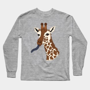 Giraffe with Tongue Out Long Sleeve T-Shirt